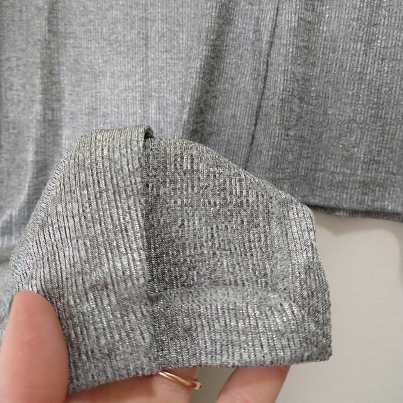 Zara Trafaluc | Asymmetrical Silver Stretchy Metallic Knit Skirt | Small - Picture 8 of 11